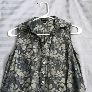 Chambray floral shirt dress